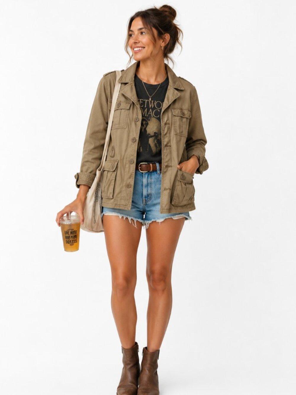 Aritzia TNA Military Utility Style Cotton Twill Jacket L
